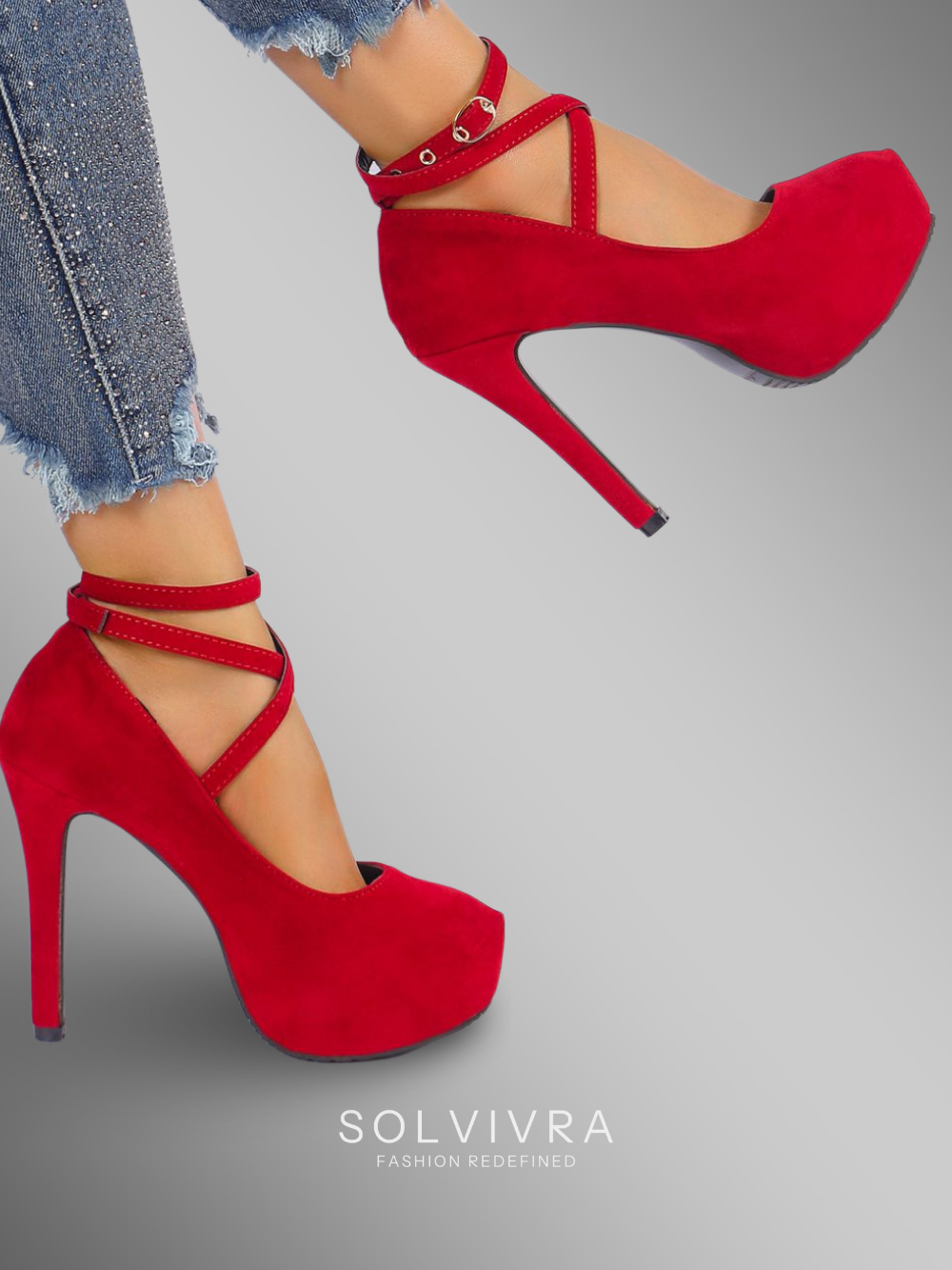 Solvivra Twin Strap Round Toe Stiletto Pumps