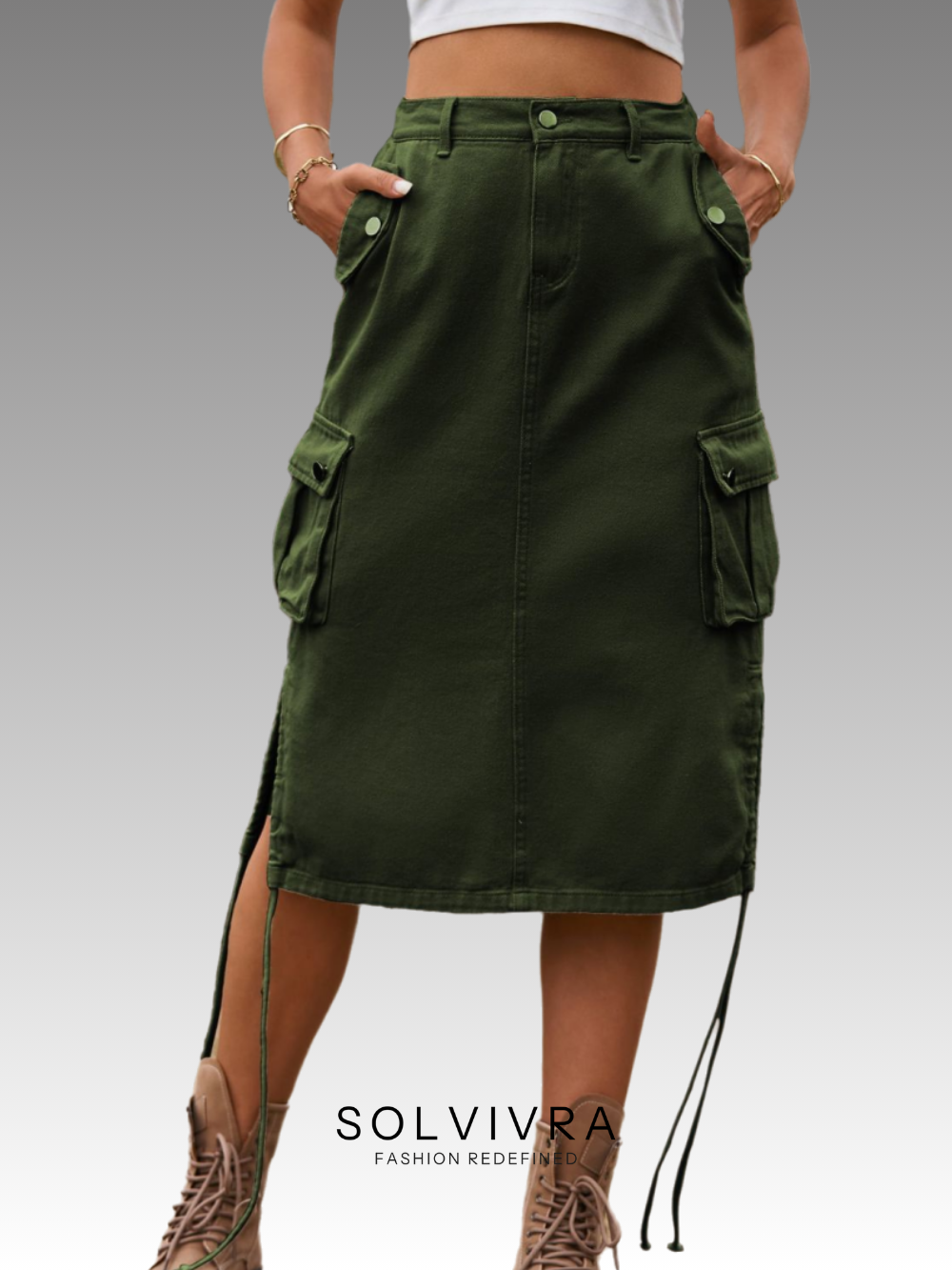 Solvivra Side Street Cargo Midi Skirt