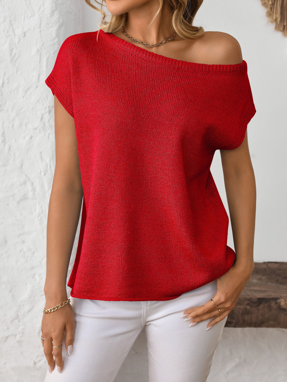 Solvivra Sundaze One Side Off-Shoulder Knit Top