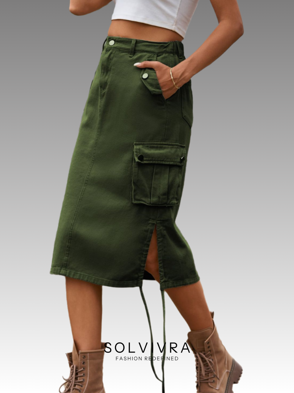 Solvivra Side Street Cargo Midi Skirt