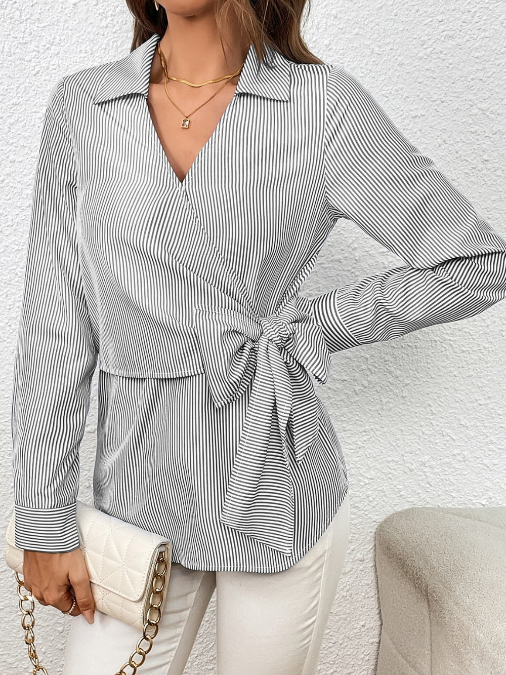 Solvivra Knotted Essence Striped Blouse