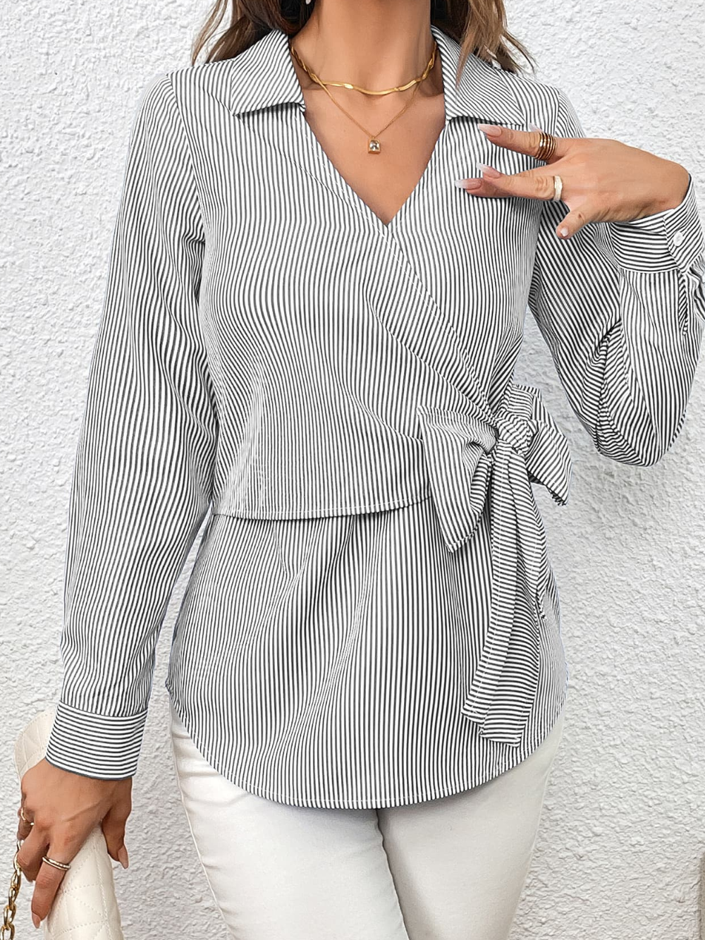Solvivra Knotted Essence Striped Blouse