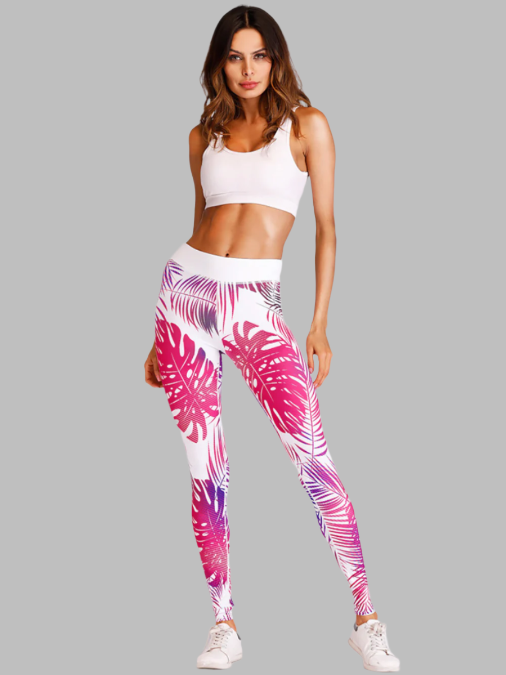 Solvvira Pink and Purple Palm Leggings