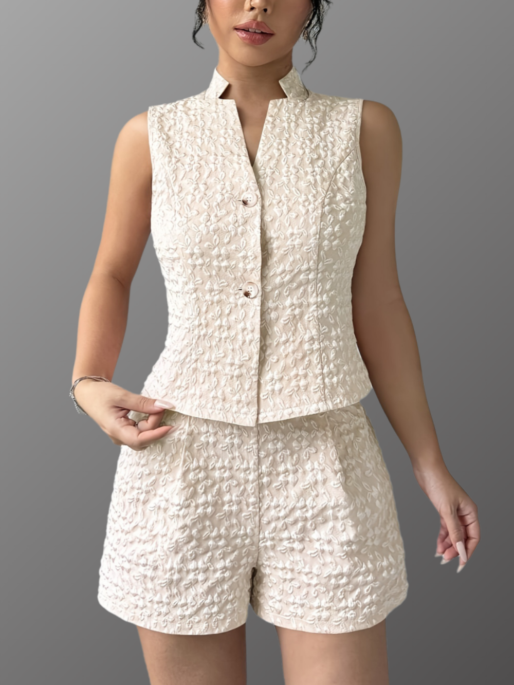 Solvivra Tailor Made Mood Buttoned Top and Shorts Set