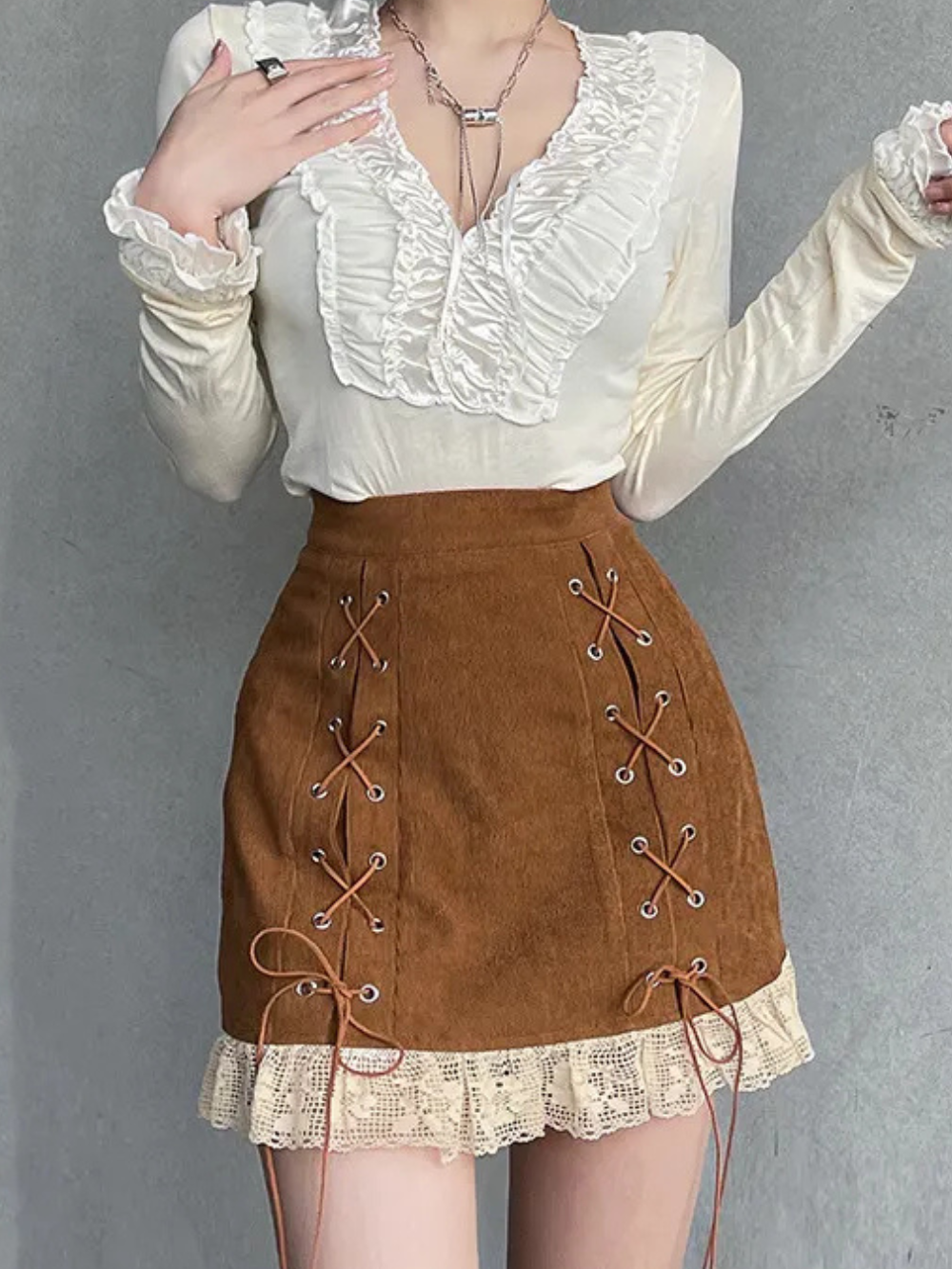 Solvivra Maple Stitch Corduroy Skirt