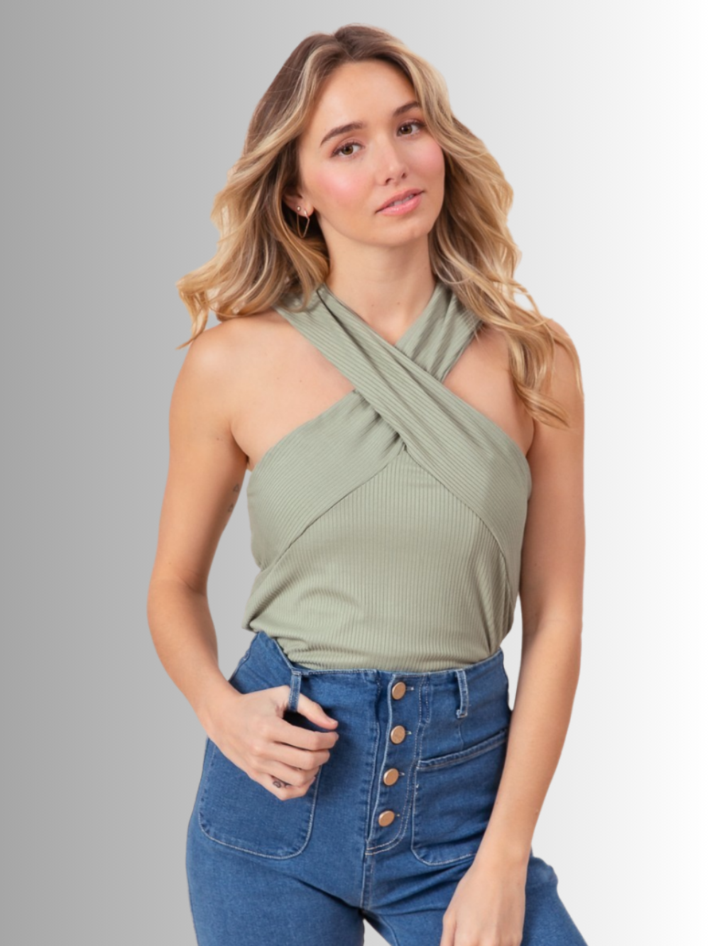 Solvivra Crossover Crush Cross-Neck Top