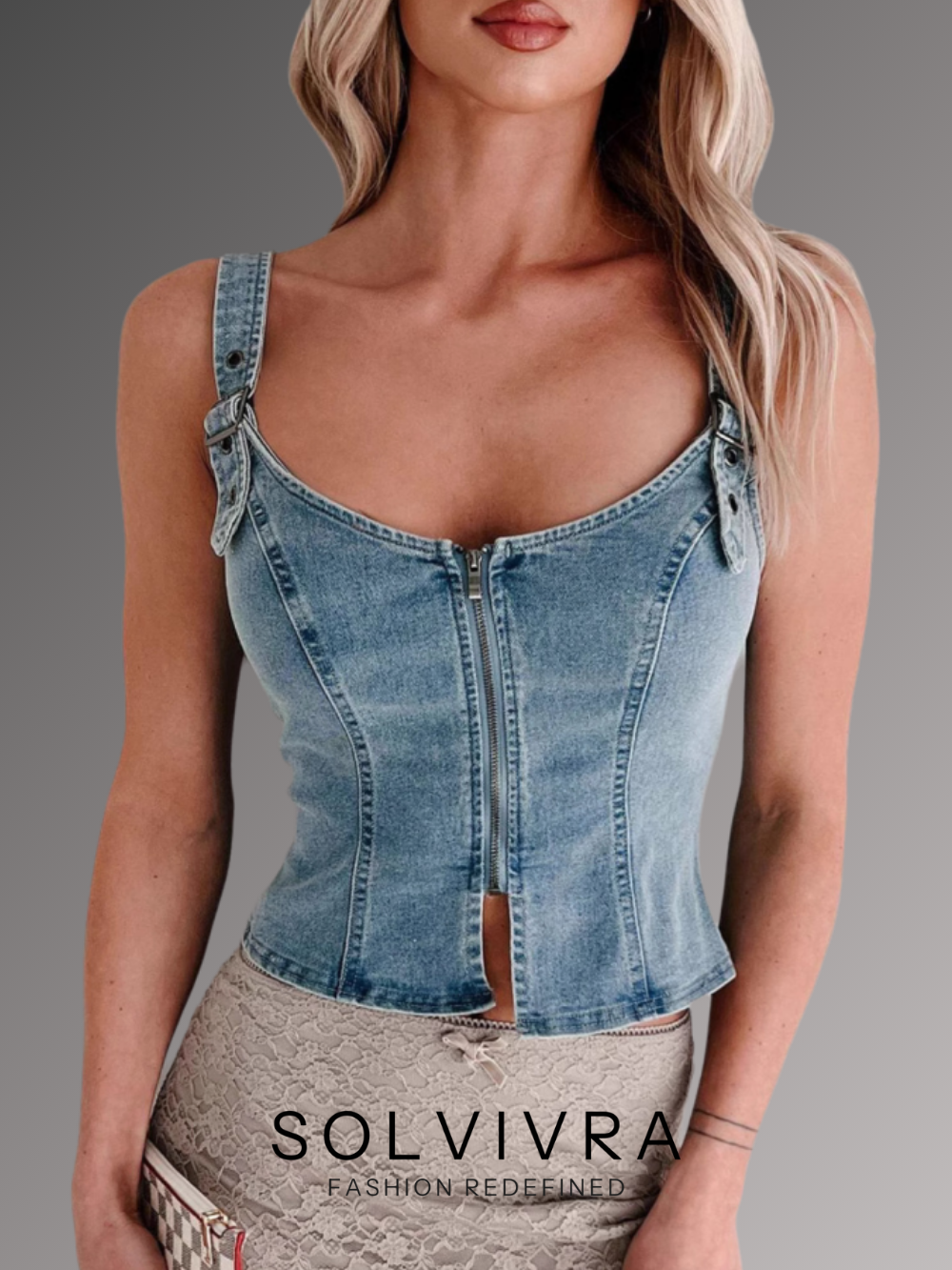 Solvivra Curve Command Denim Corset Top