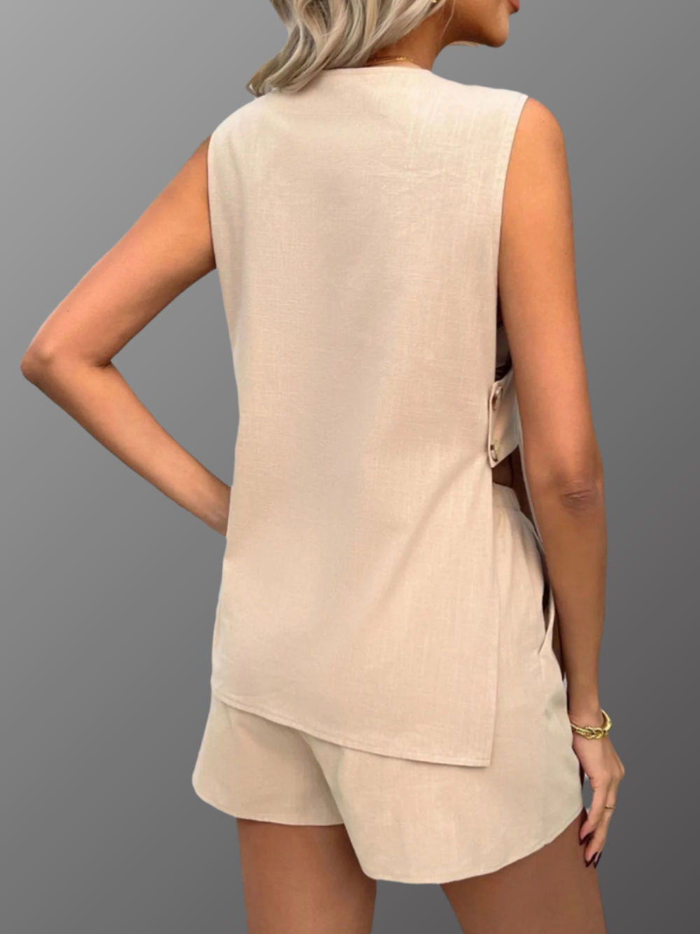 Solvivra Structured Muse Side-Slit Top and Shorts Set