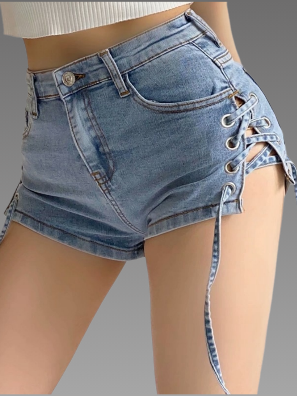 Solvivra Snatch Side Denim Shorts
