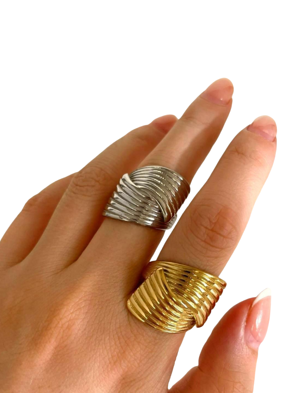 Solvivra Twynn Tides 2-pc Stainless Ring