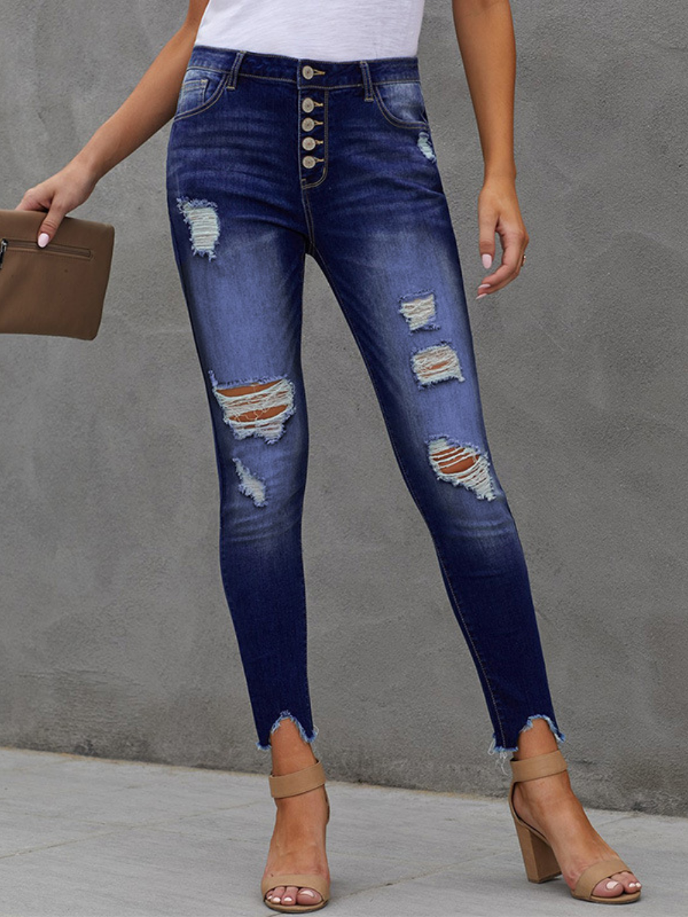 Solvivra Worn Edge High Rise Crops