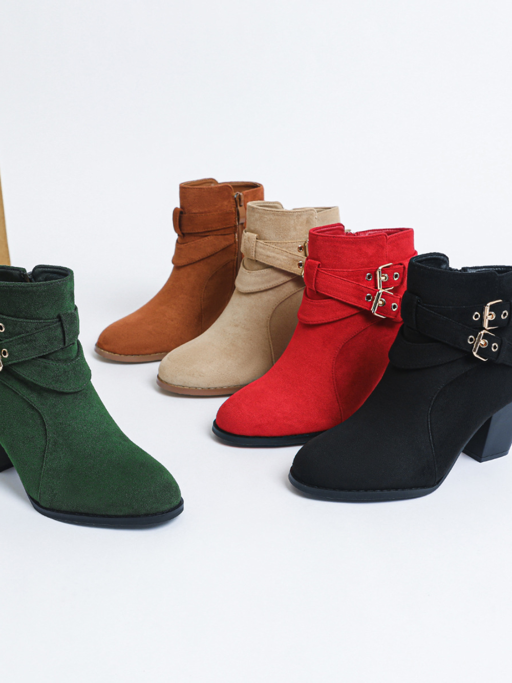 Solvivra Strap & Suede Chic Ankle Boots