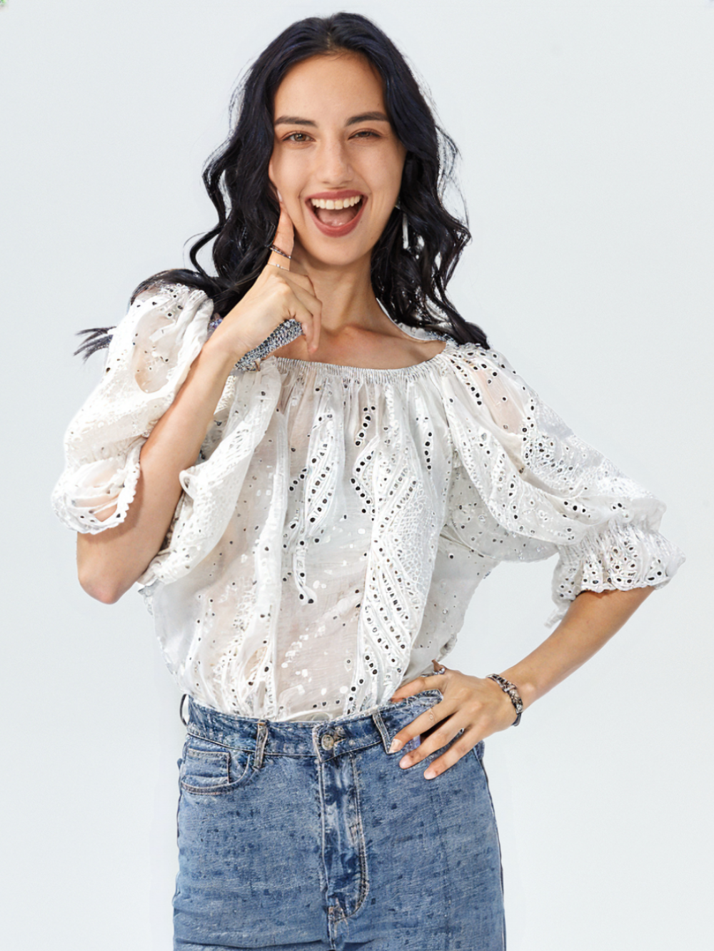 Solvivra Eyelet Embroidered Top