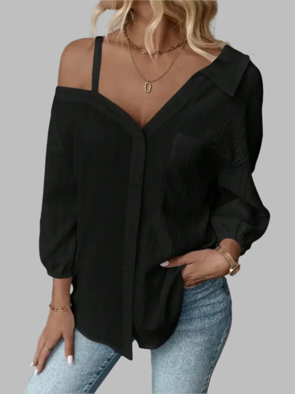 Solvivra Chill Edge Shoulder Blouse
