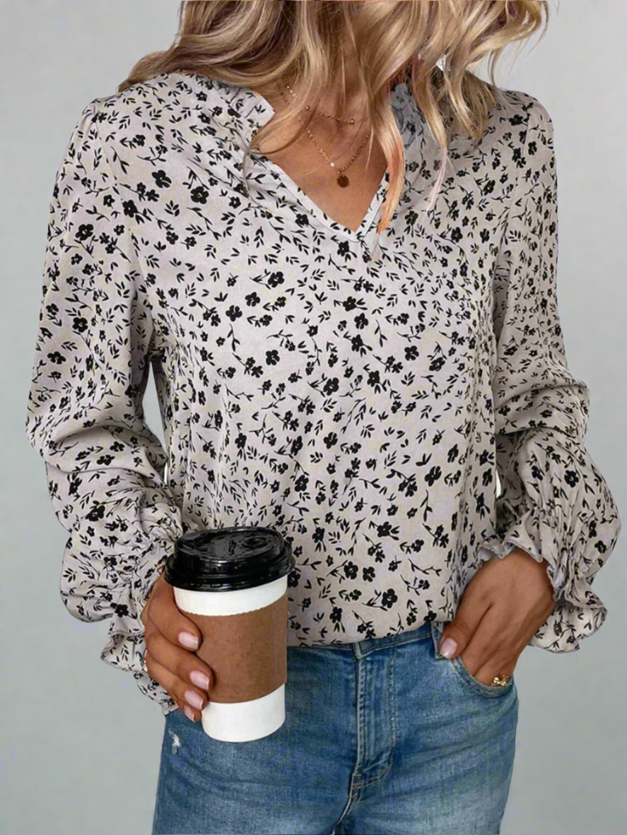 Solvivra Dainty Bloom Flounce Sleeve Blouse