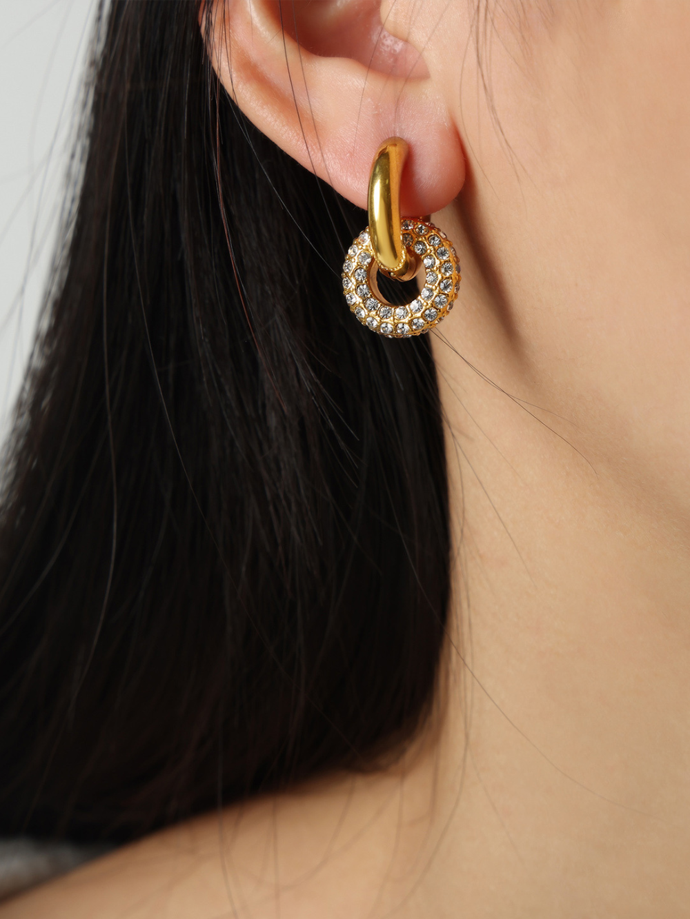 Solvivra Linked Radiance Double Hoop Earrings