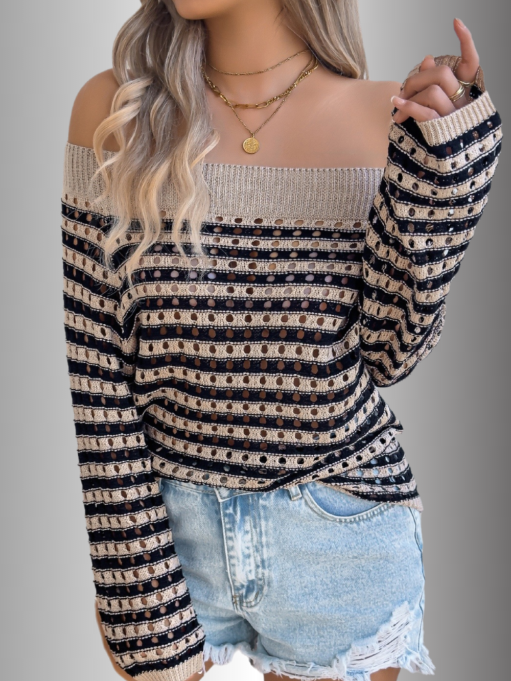 Solvivra Chill Stitch Off-Shoulder Knit Top