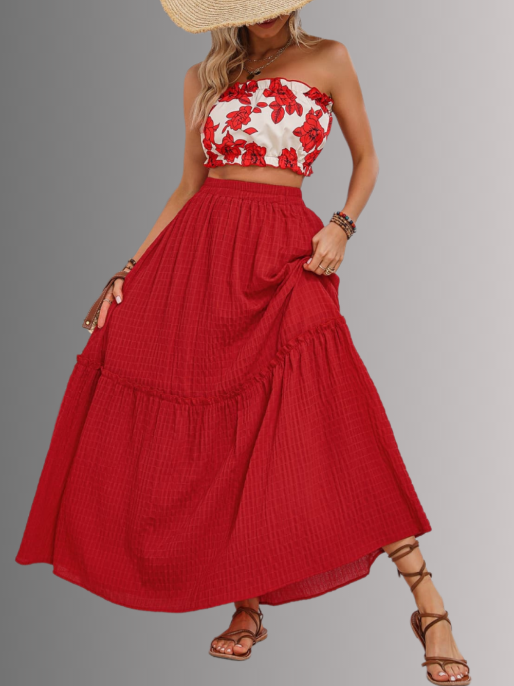 Solvivra Rosewood Rhythm Tube Top and Maxi Skirt