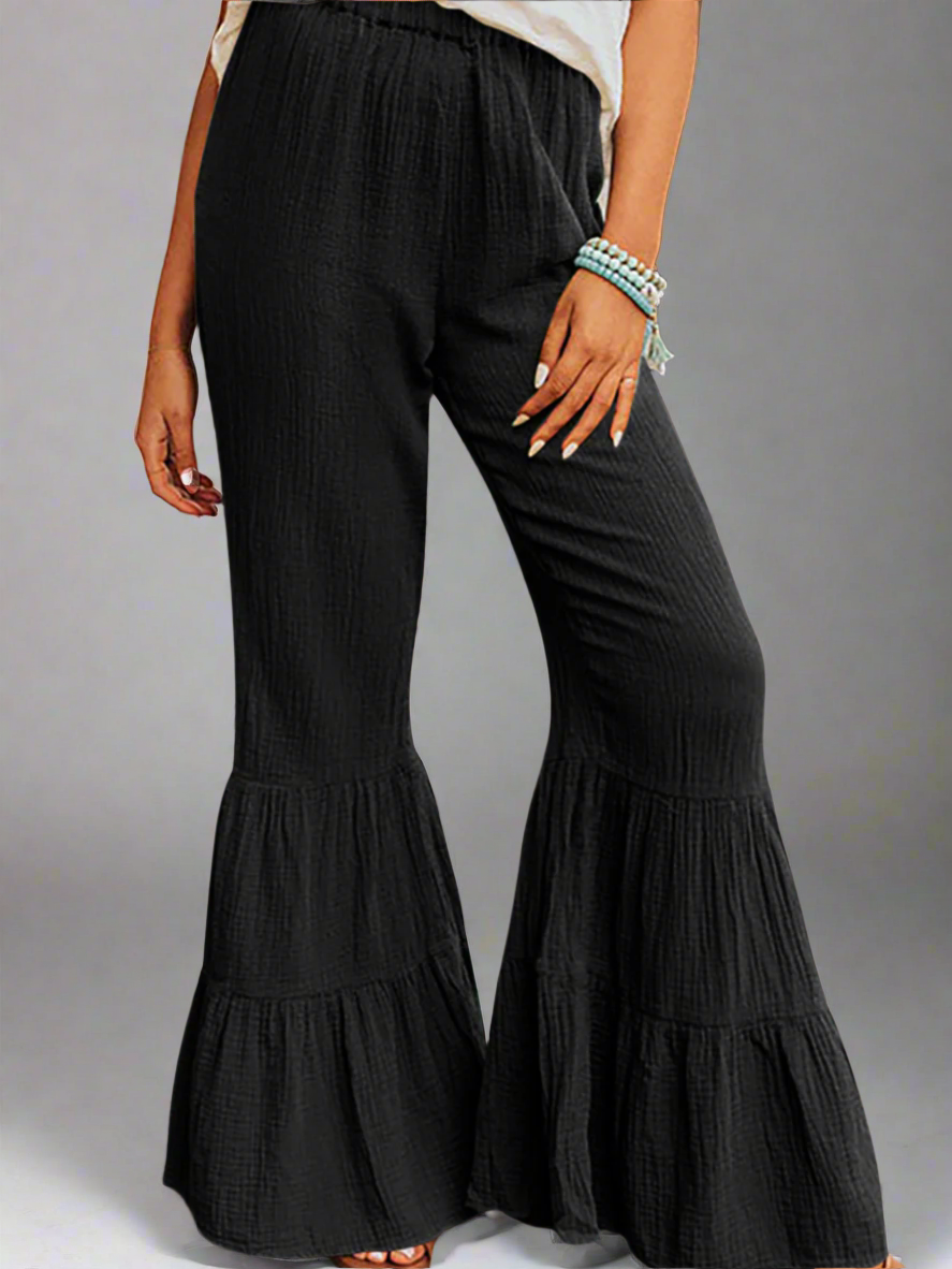 Solvivra Ruffle Rise High Waist Pants