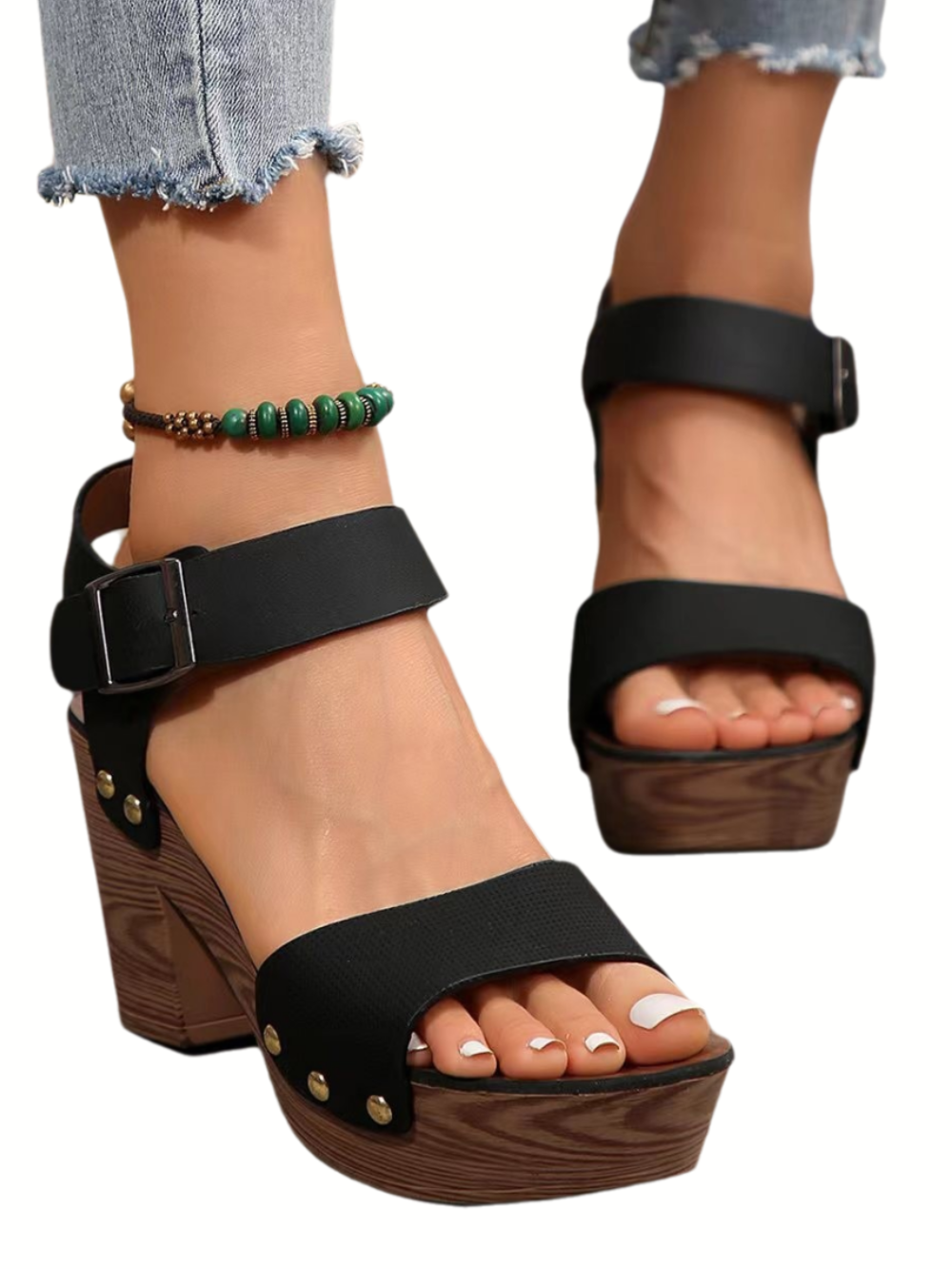 Solvivra Toe Tease Block Heel Sandals