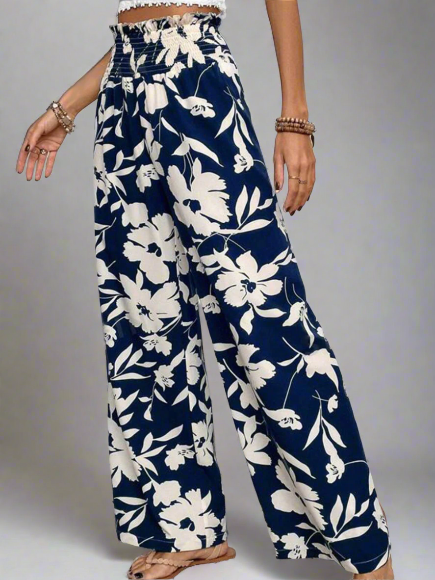 Solvivra Soft Bloom Smocked Waist Trousers