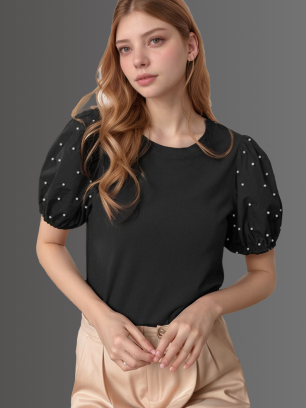 Solvivra Chic Pearlée Short Sleeve Top
