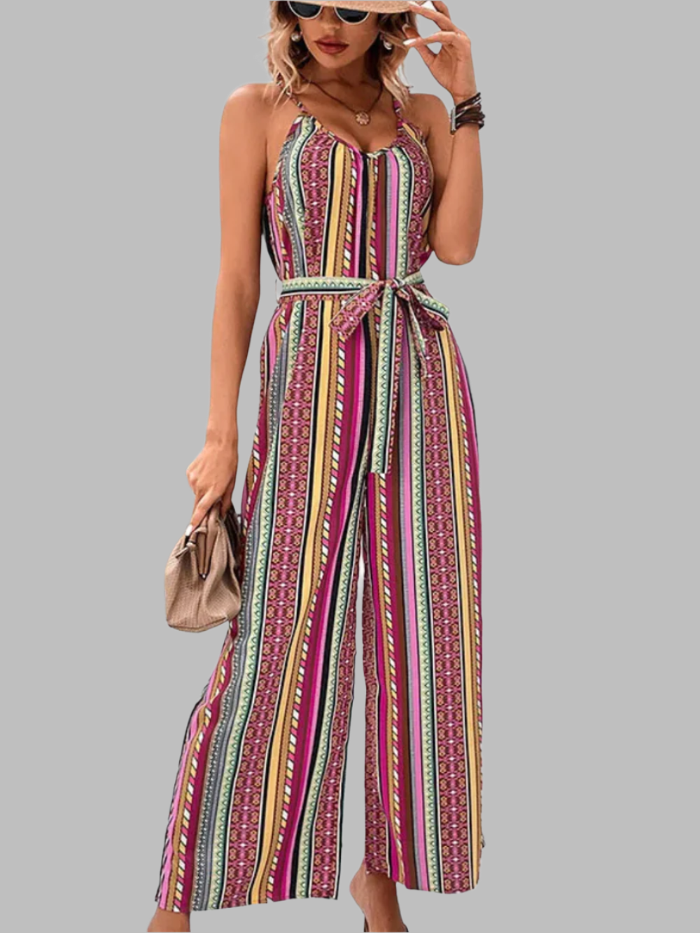 Solvivra Spaghetti-Strapped Boho Jumpsuit