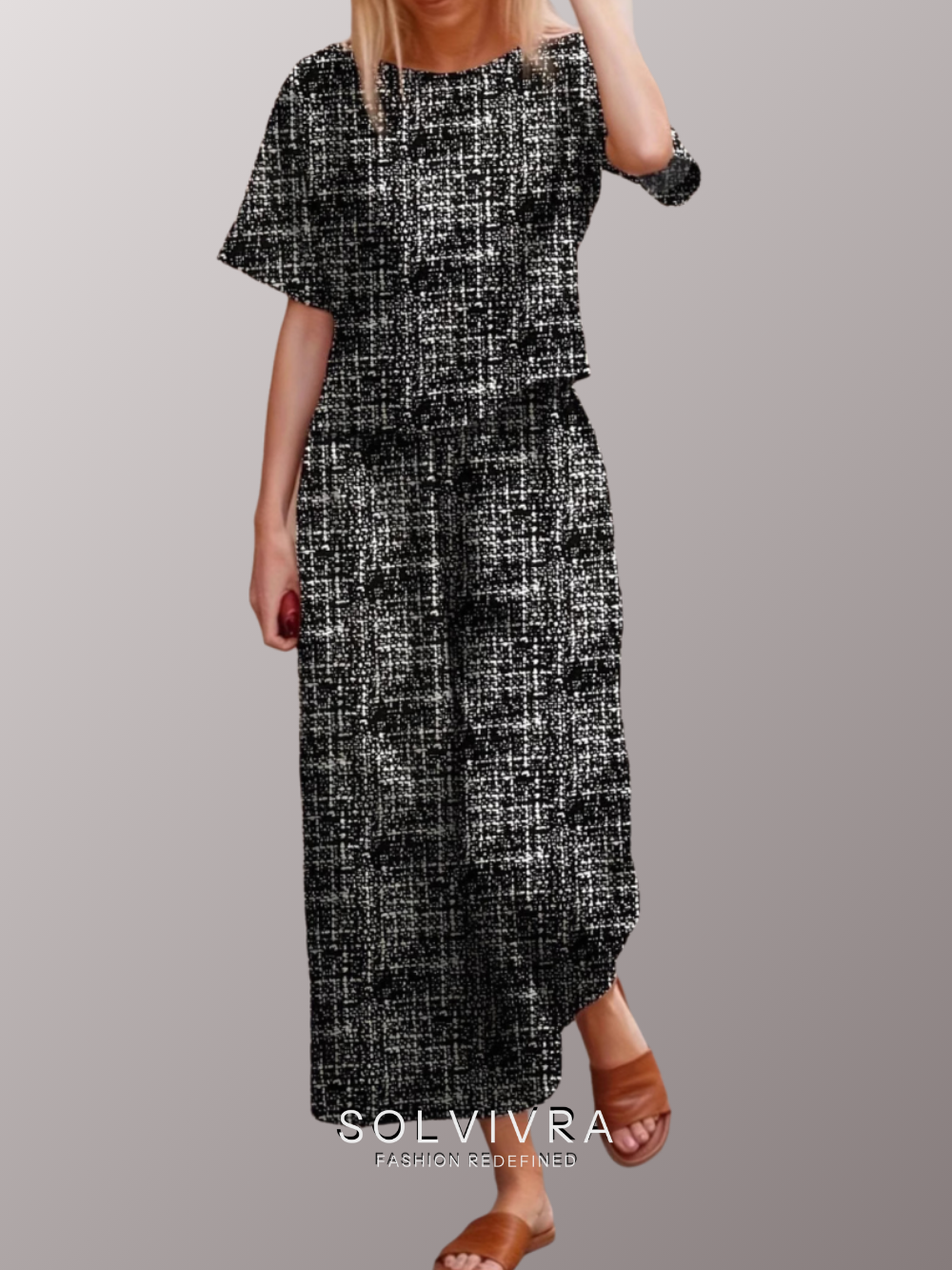 Solvivra Midnight Orbit Short Sleeve Top and Pants Set