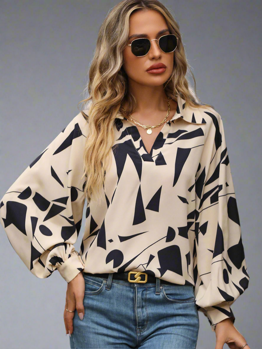 Solvivra Style Draft Johnny Collar Blouse