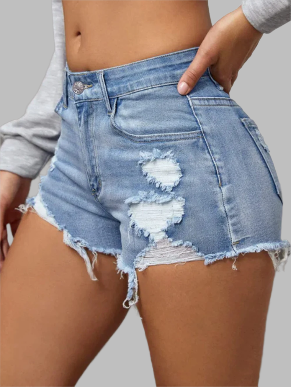 Solvivra Ripped Denim Shorts