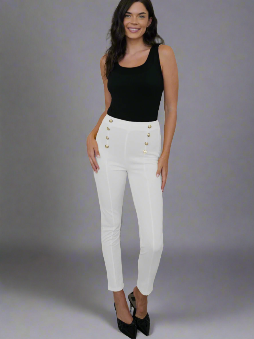 Solvivra Button Hour High Waist Skinny Pants