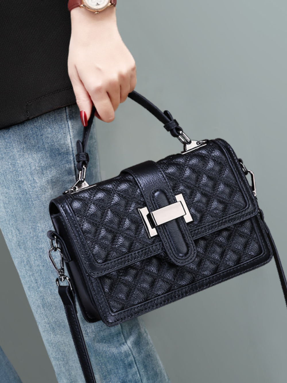 Solvivra Diamond Plaid Crossbody Bag