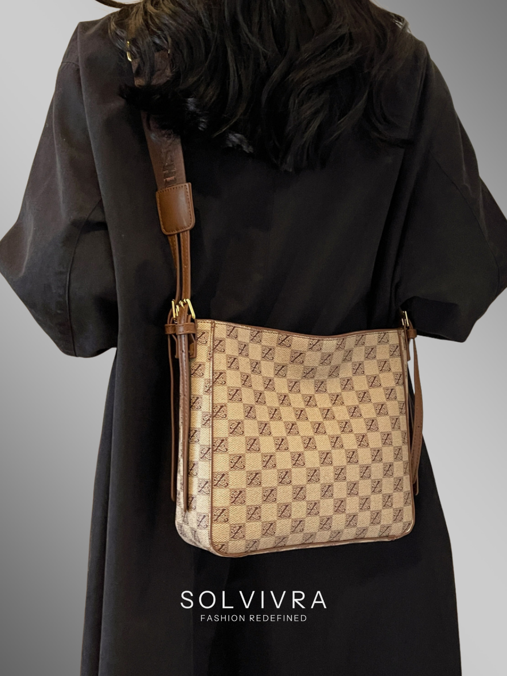 Solvivra Nara Check Adjustable Shoulder Bag