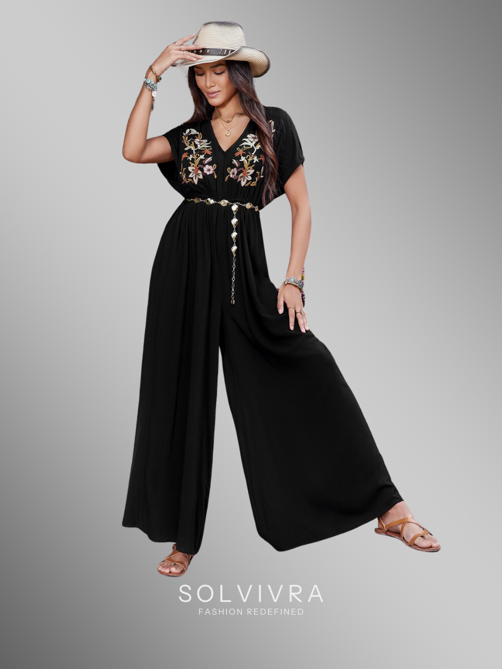 Solvivra Onyx Embrace Short-Sleeve Jumpsuit