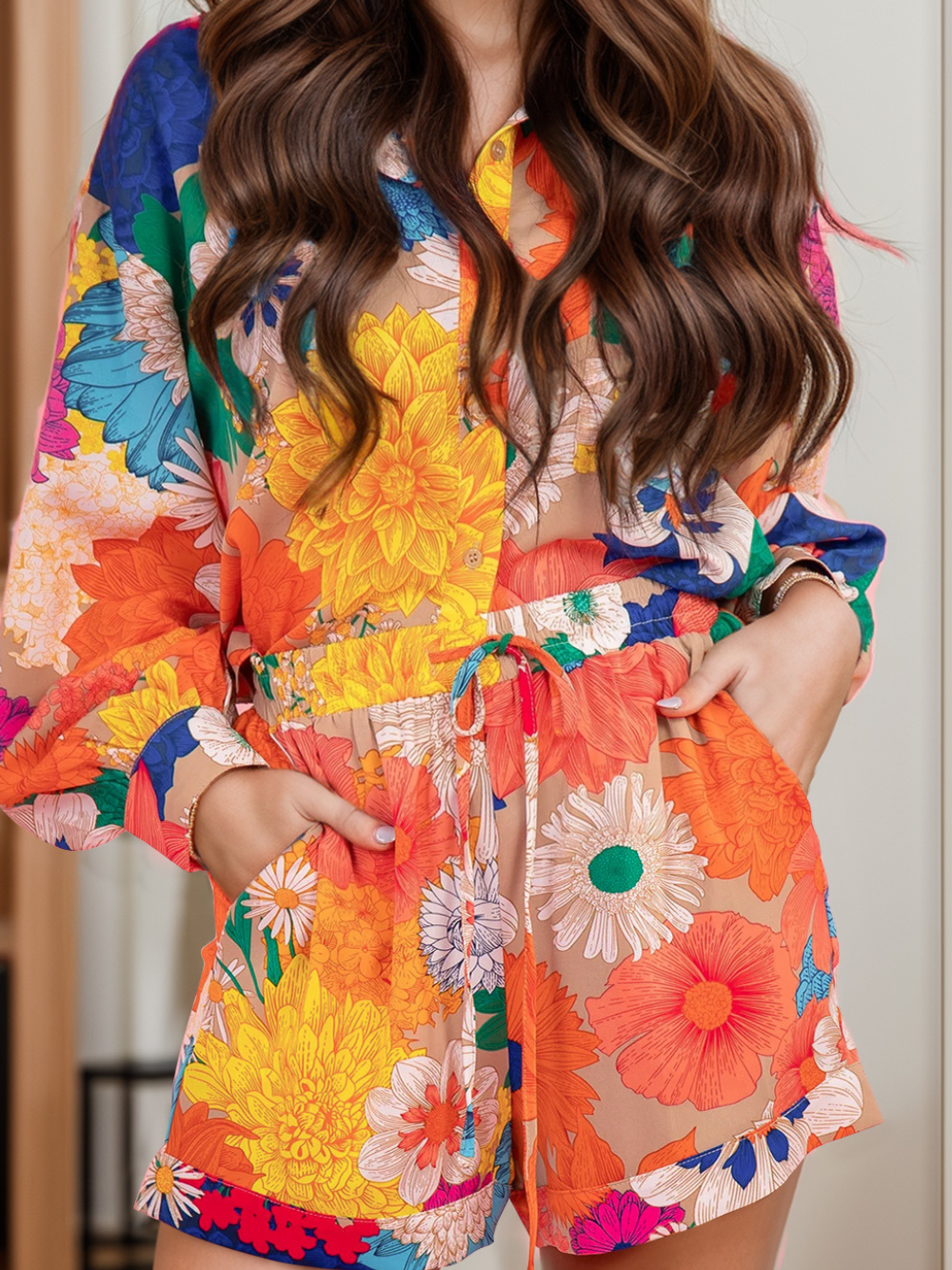 Solvivra Bloom Rush Set – Printed Button-Up Top & Shorts