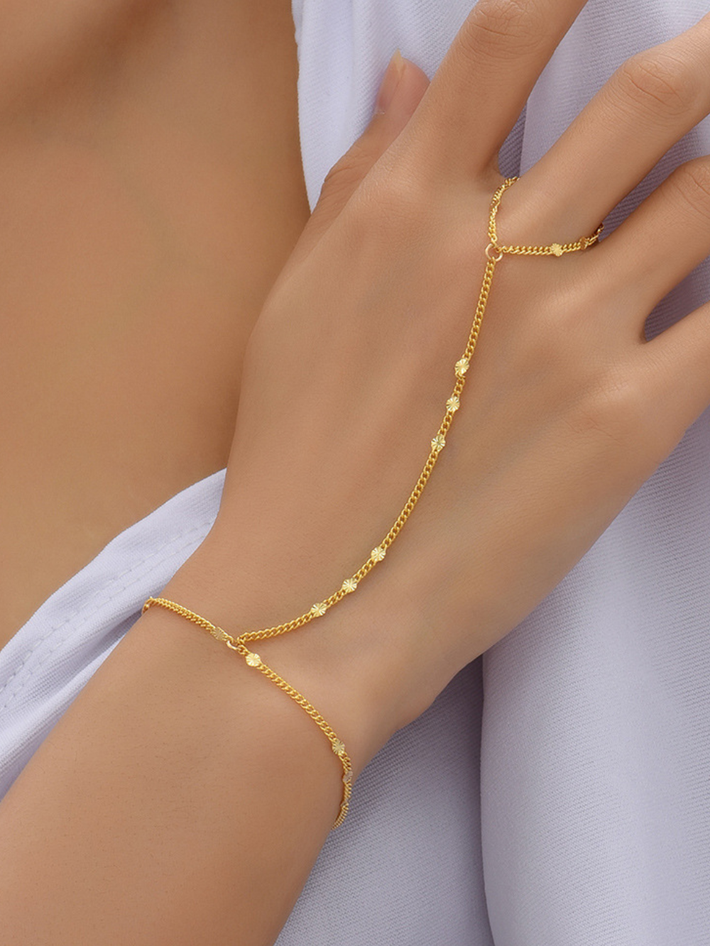 Solvivra Bead Lace Handchain Bracelet