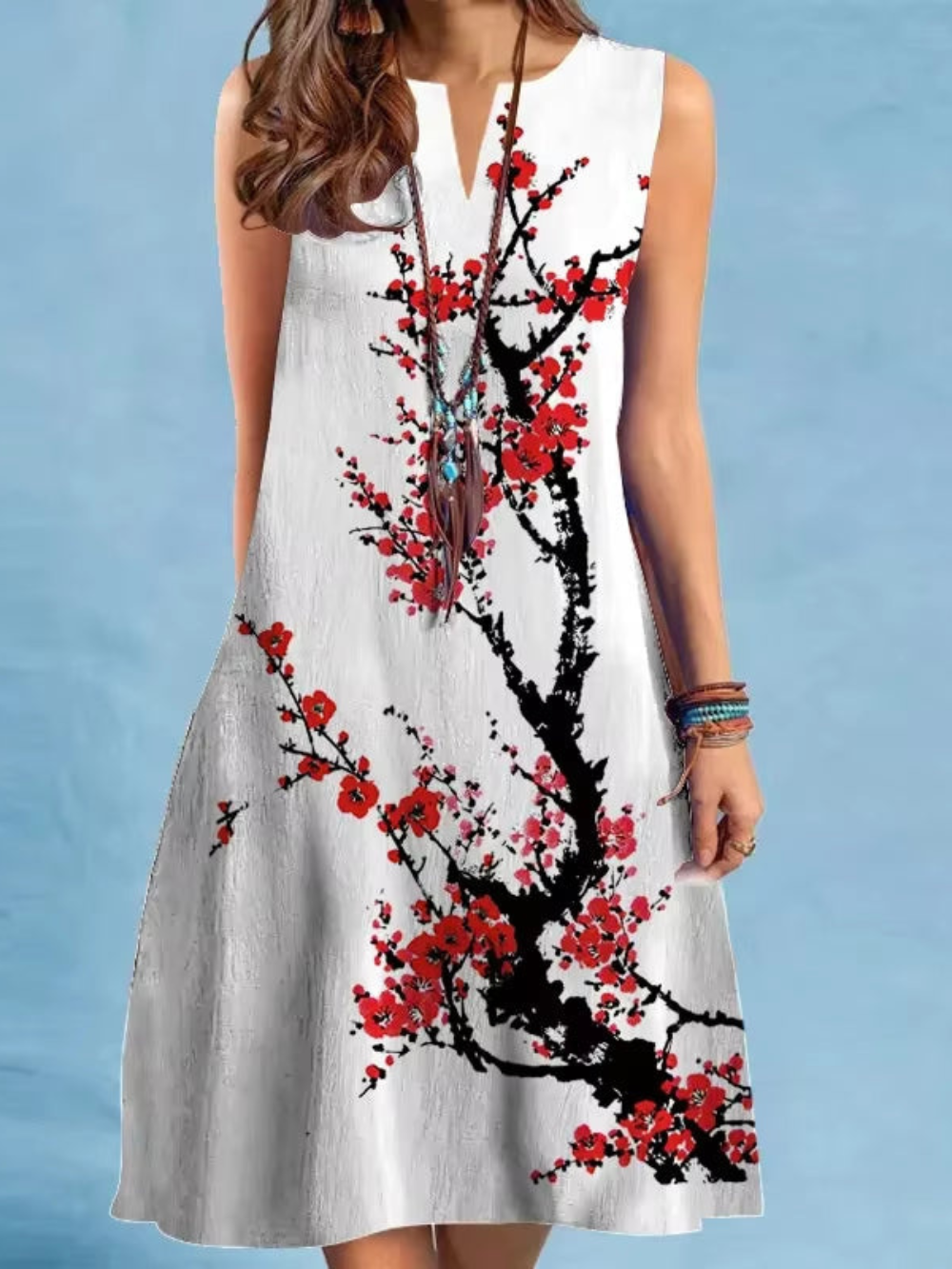 Solvivra Vintage V-Neck Summer Dress
