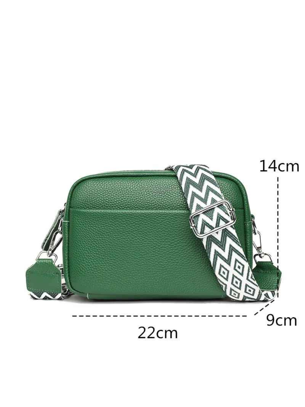 Solvivra Leather Crossbody Bag with Ethnic Pattern