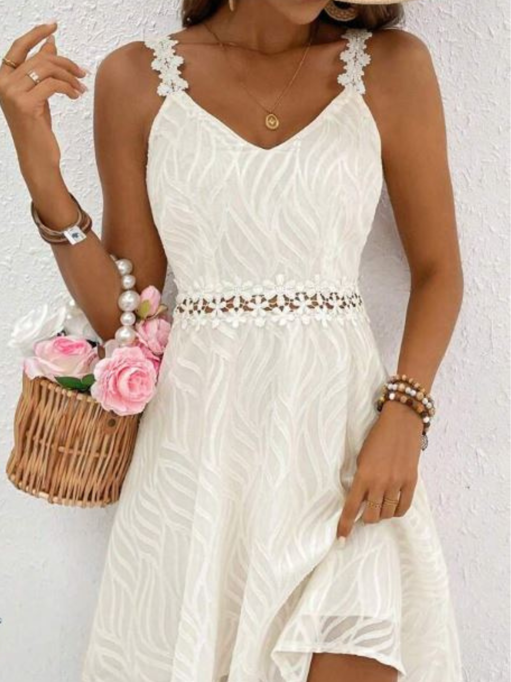 Solvivra Ivory Bloom Lace Dress