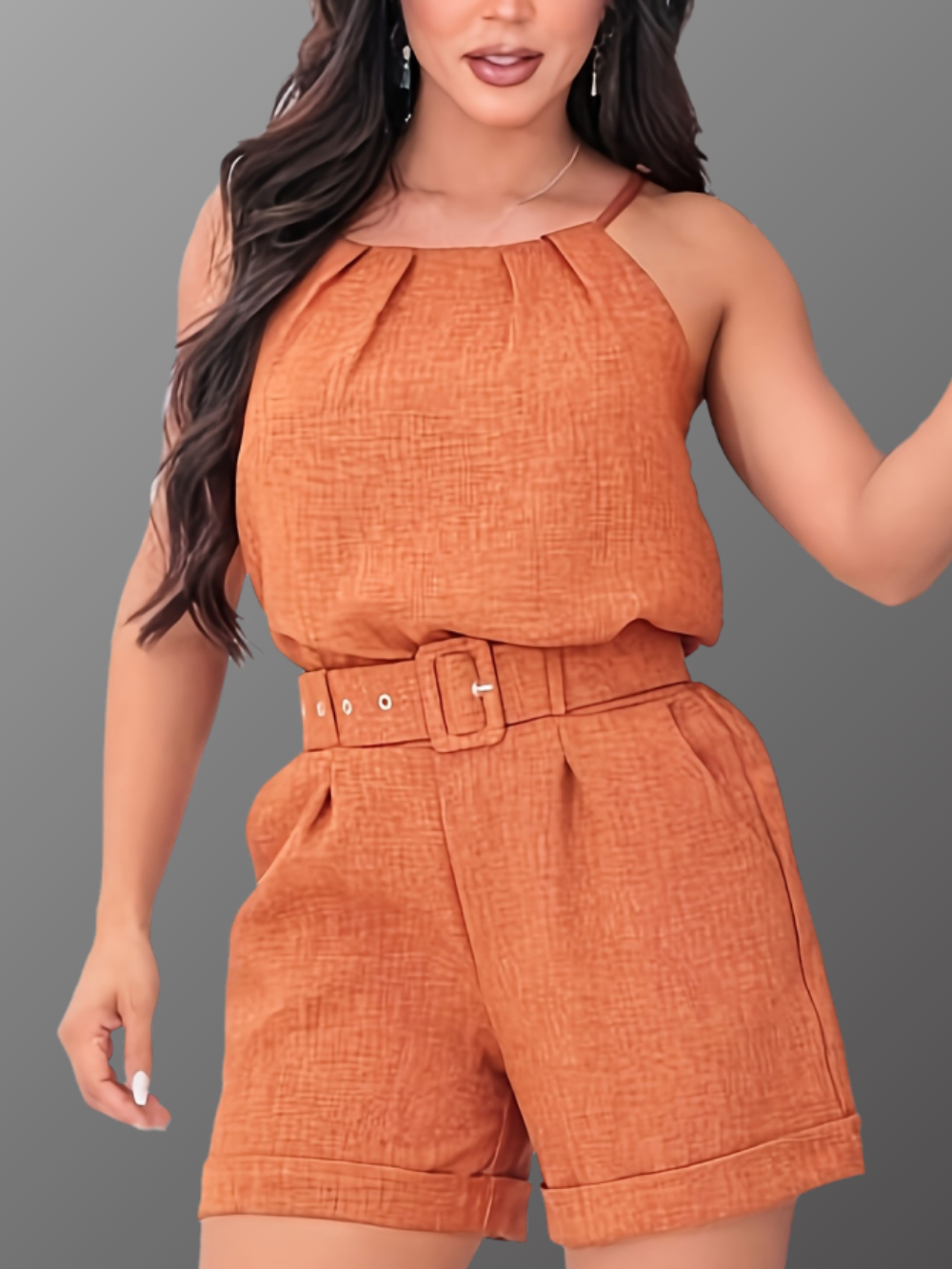 Solvivra Crisp Confidence Pleated Top and Shorts Set