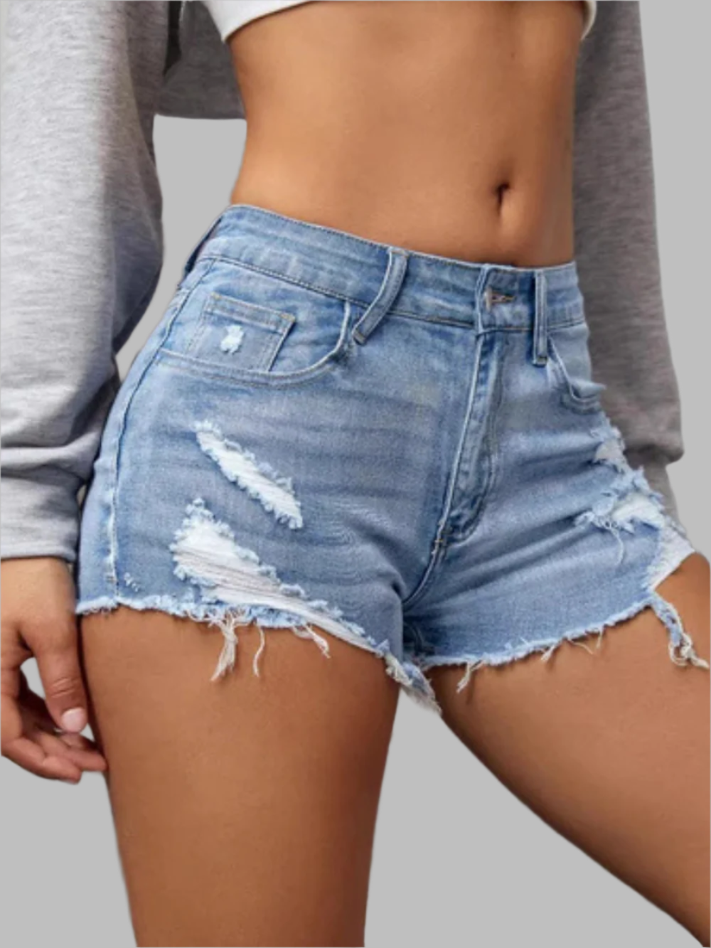 Solvivra Ripped Denim Shorts