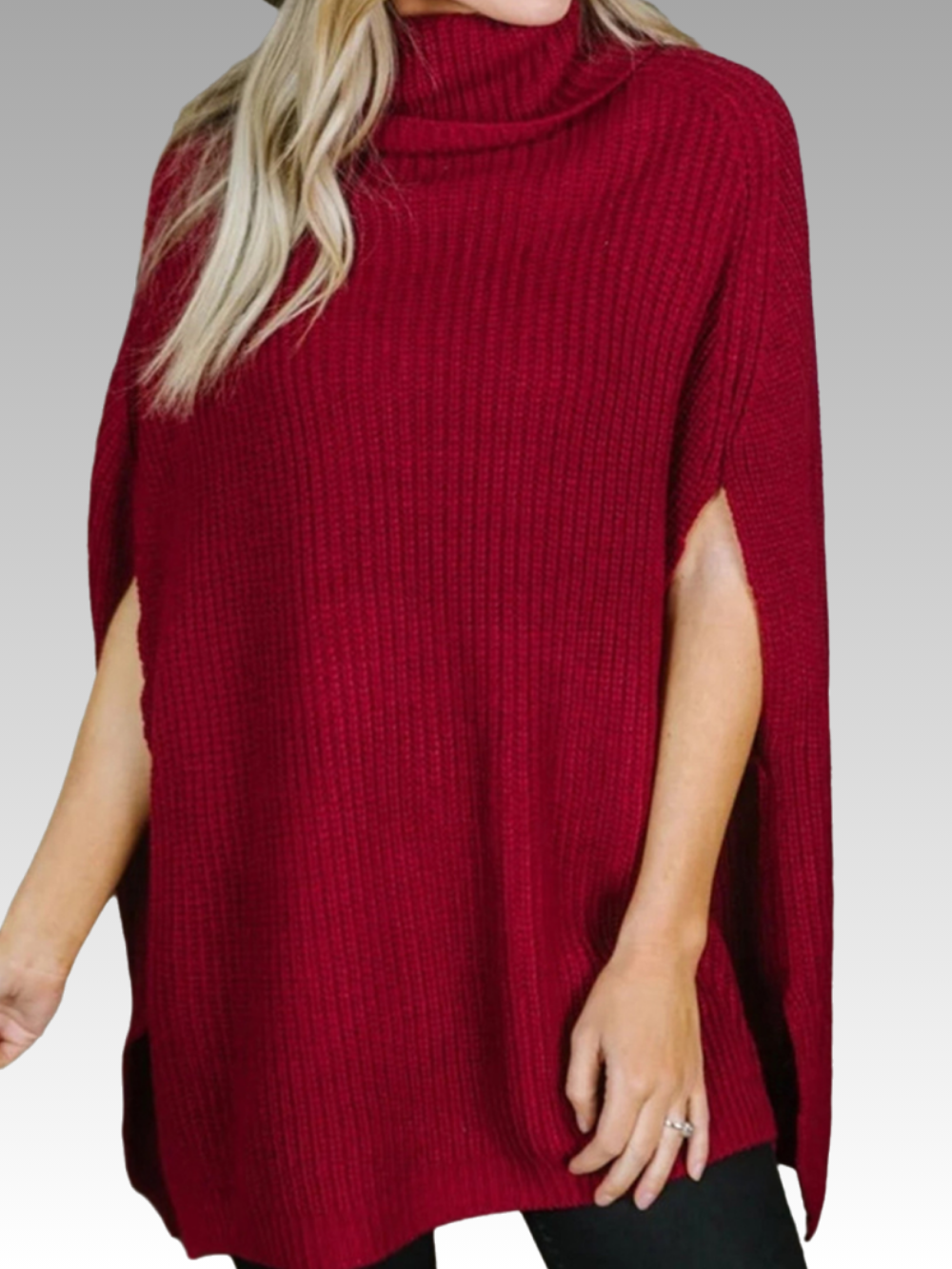 Solvivra Sleek Statement Turtleneck Slit Sweater