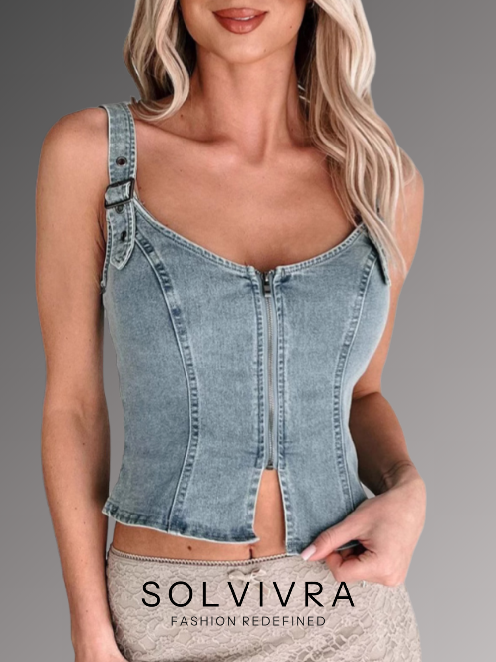 Solvivra Curve Command Denim Corset Top
