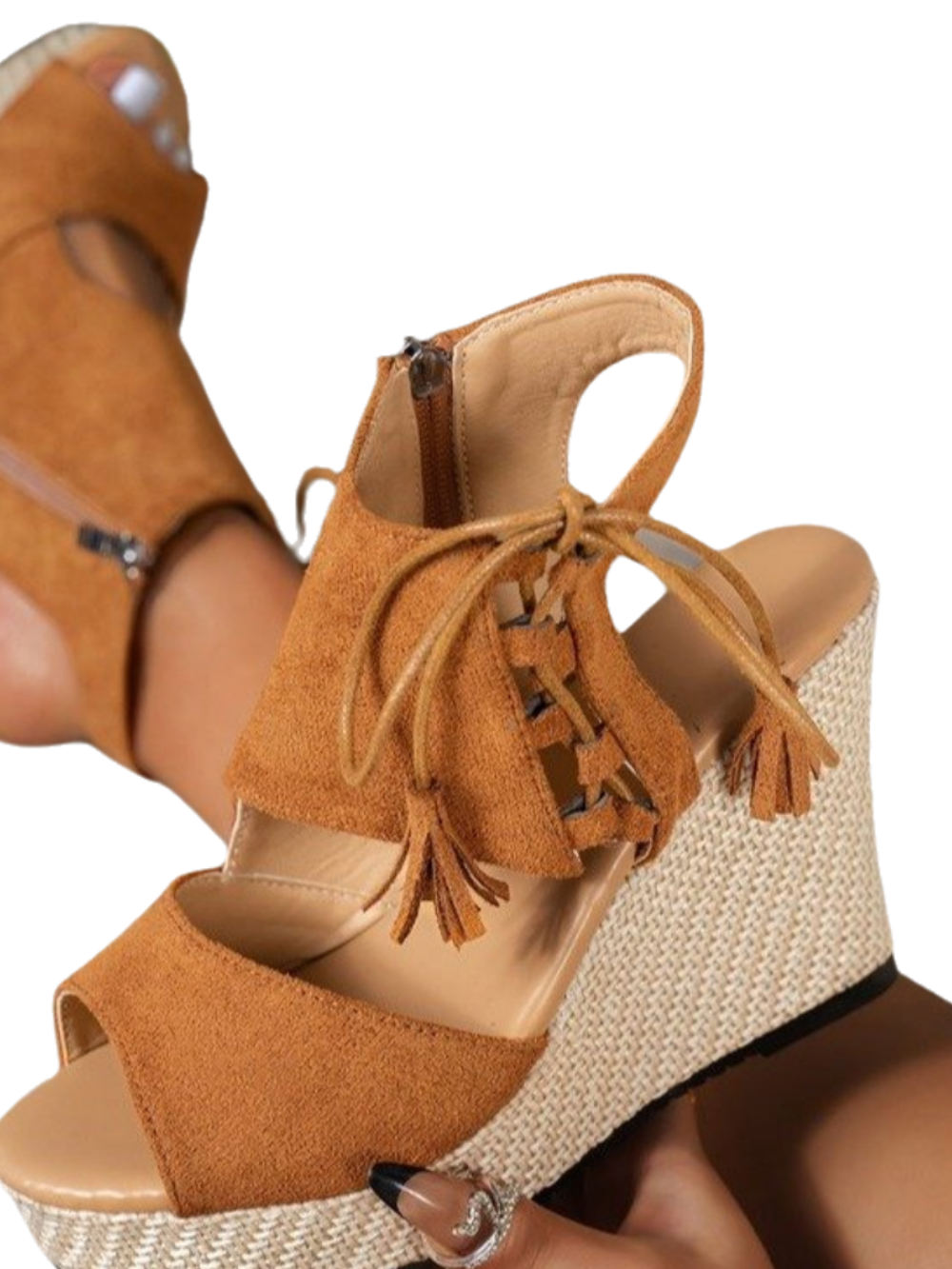 Solvivra Tassel Tread Wedge Sandals
