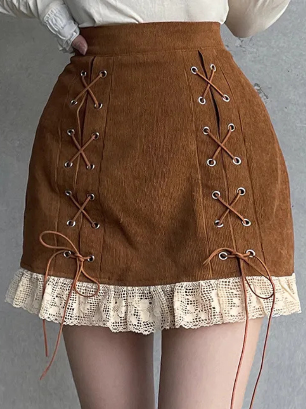 Solvivra Maple Stitch Corduroy Skirt