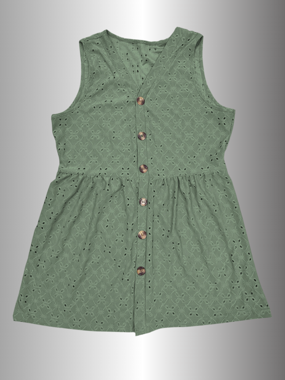 Solvivra Easy Eyelet Button Up V-Neck Top