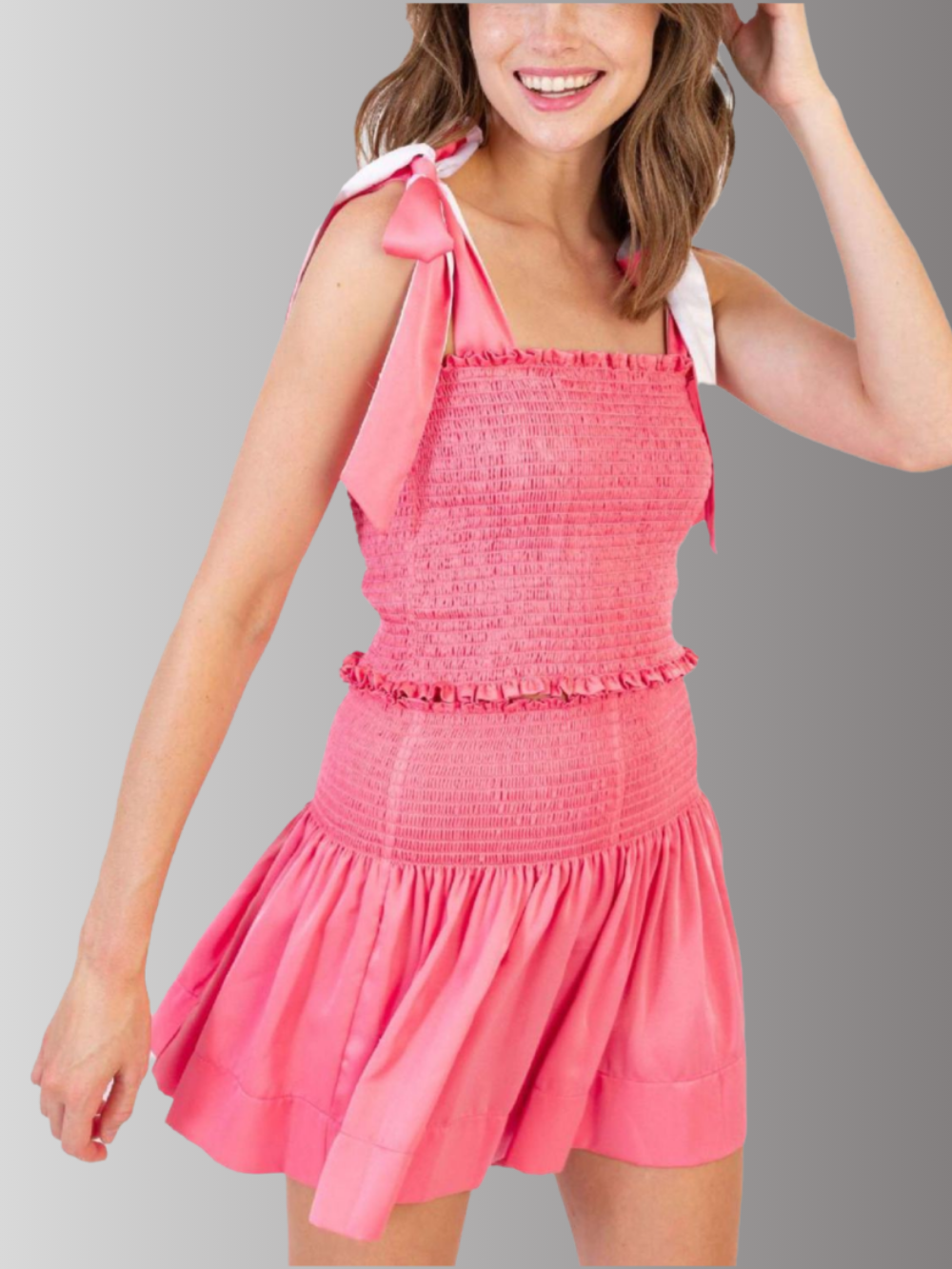 Solvivra Playful Ties Smocked Top and Shorts Set