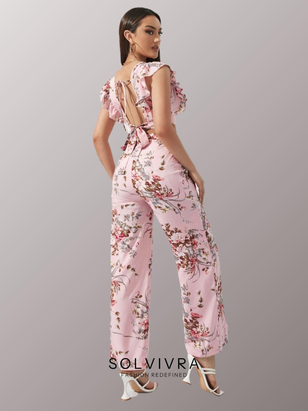 Solvivra Blush Petals Surplice Top and Pants Set