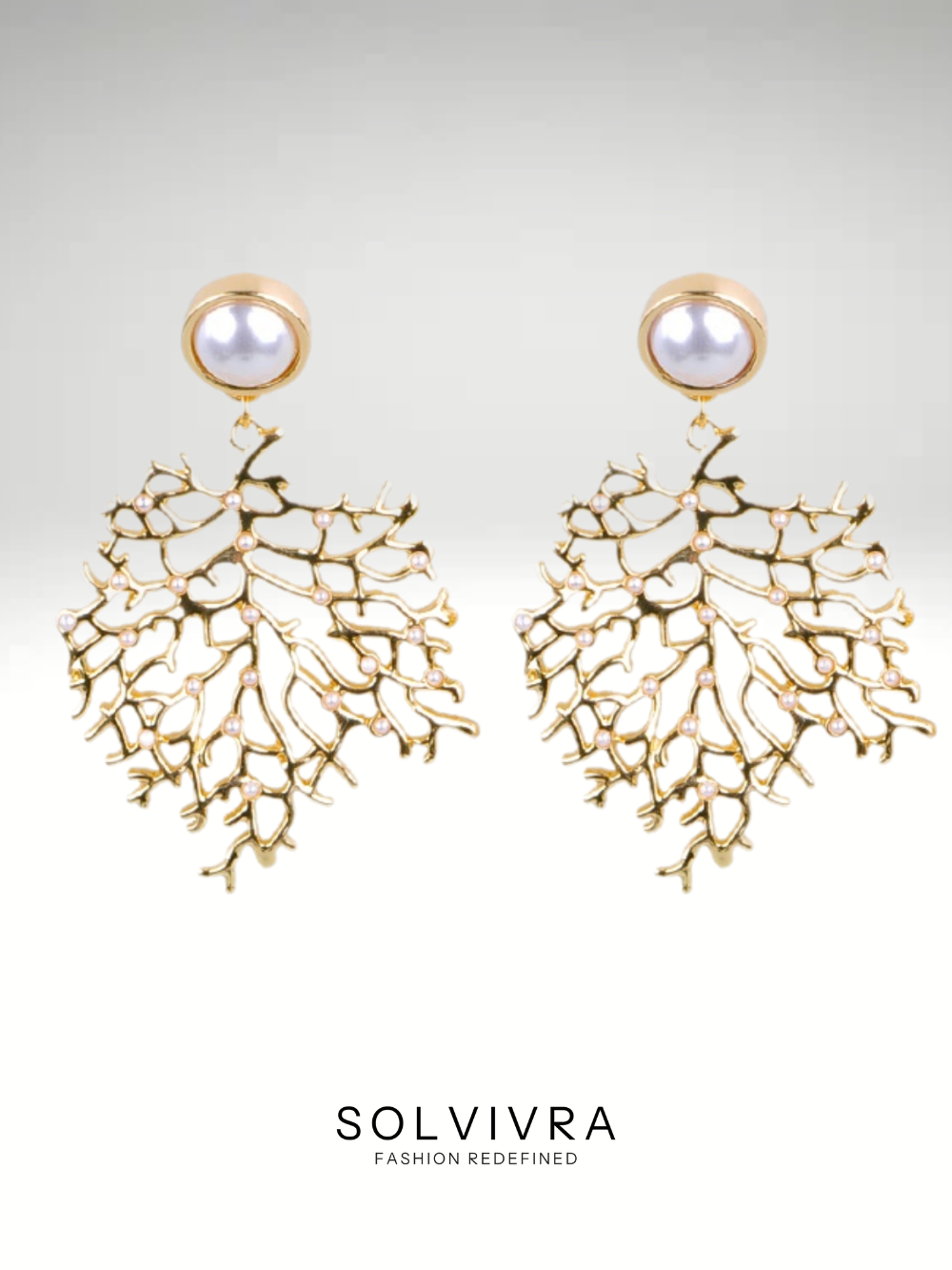 Solvivra Golden Coral Earrings