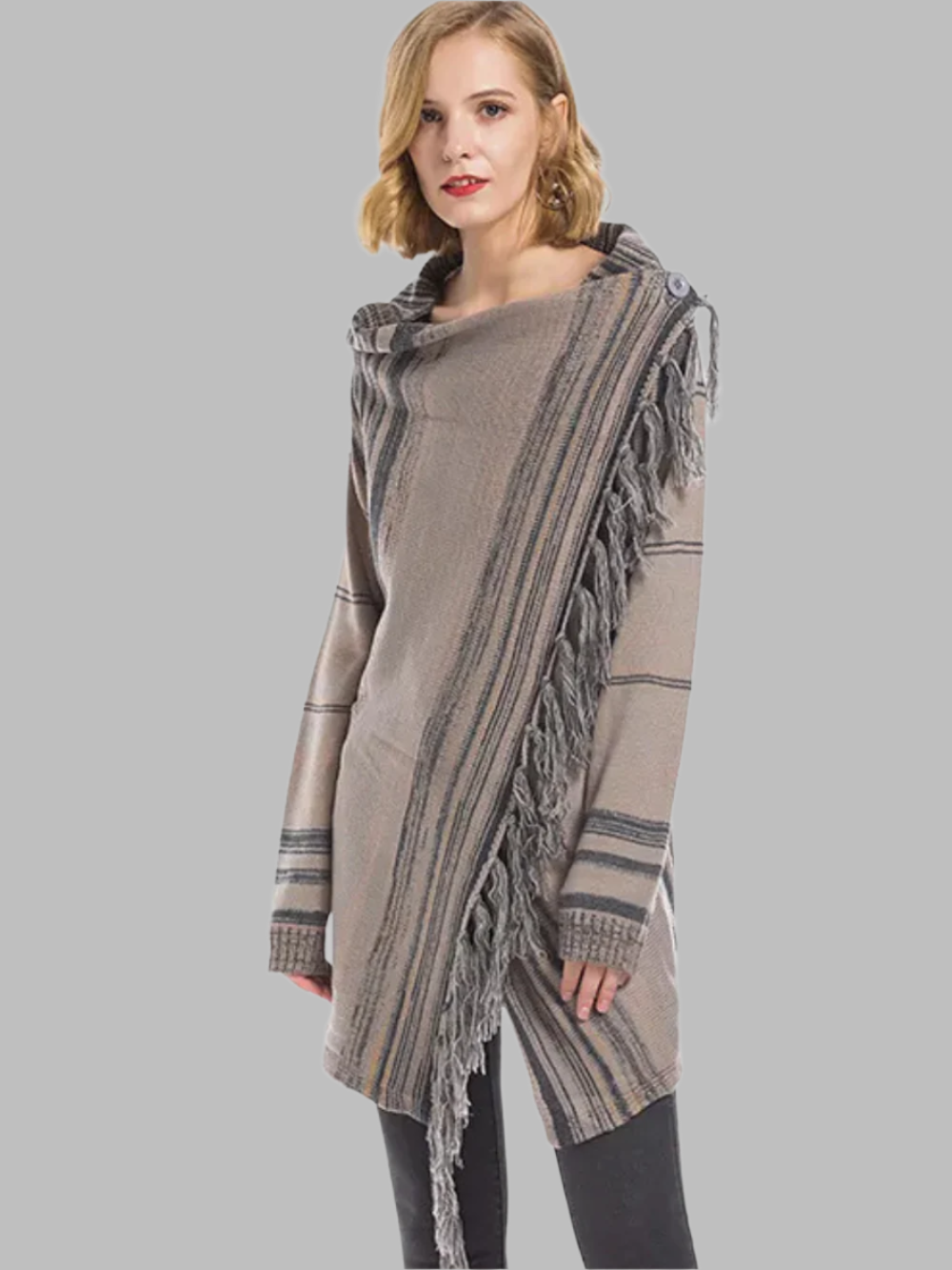 Solvivra Bold Stripes & Tassels Cardigan Wrap
